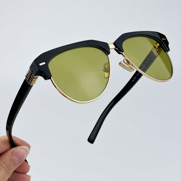 Miu Miu MU09ZS 1AB07O BRAND NEW Sunglasses Black Olive Green Browline Unisex - Picture 1 of 14